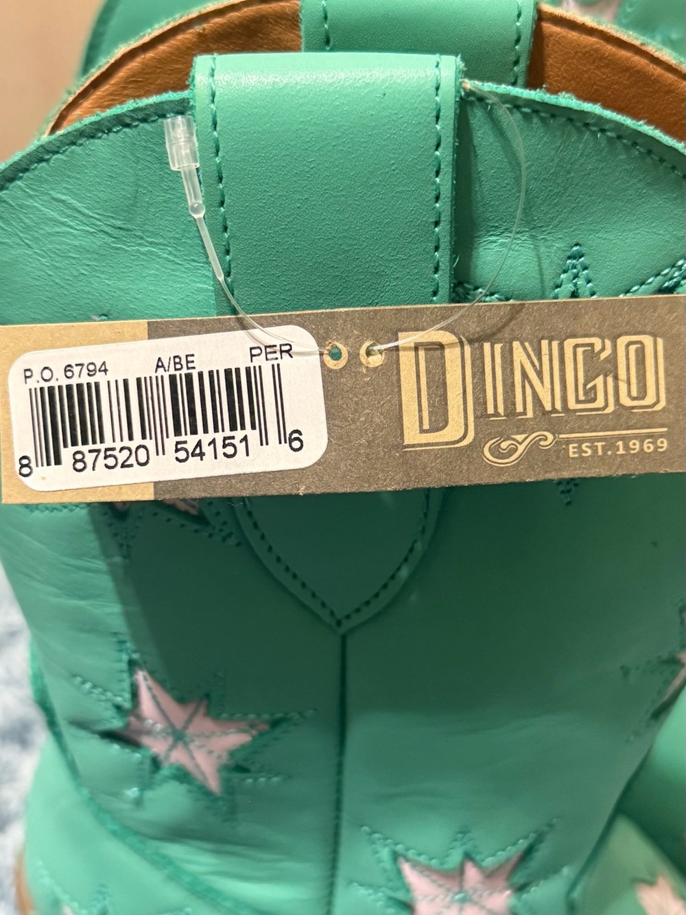 NWT Dingo Starburst DI2248 Green White Star Leather Cowboy Boots Size 7M - Picture 8 of 15